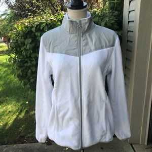 White Fleece Jacket with Waterproof Shoulders